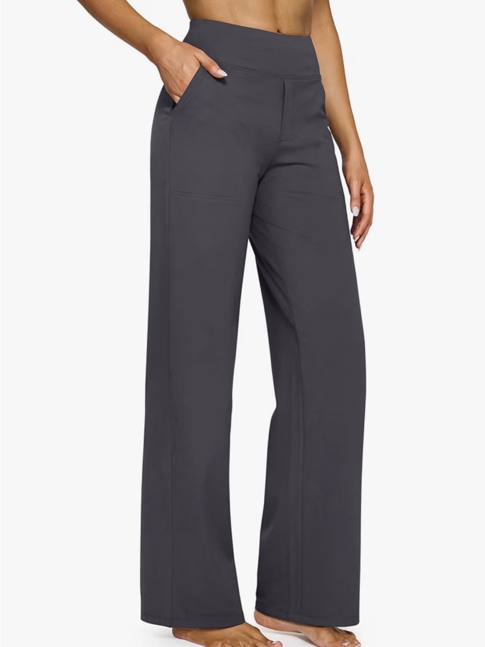 G4Free Women’s Wide Leg Yoga Dress Pants Dark Grey